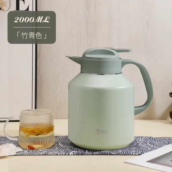 Light green stainless steel D.Kadi 2L hot and cool thermos carafe with handle and spout