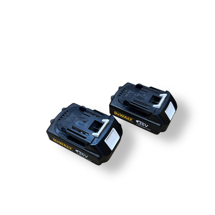 Two black Dewalt 36V lithium-ion batteries for DeWalt Rechargeable Air Blower