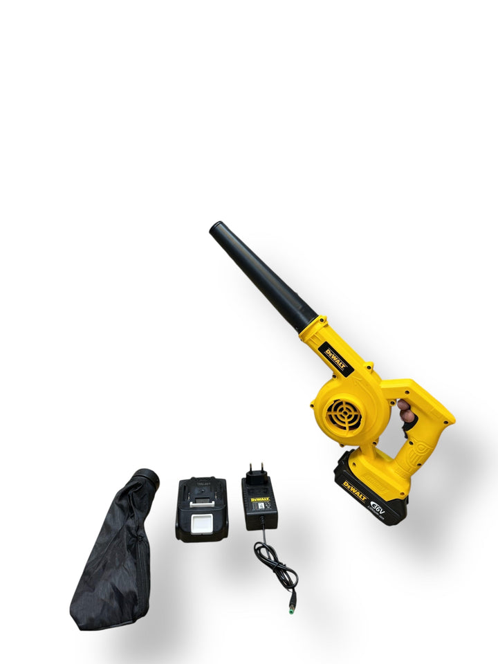 DeWalt Rechargeable Air Blower with battery charger and dust bag for powerful leaf blowing