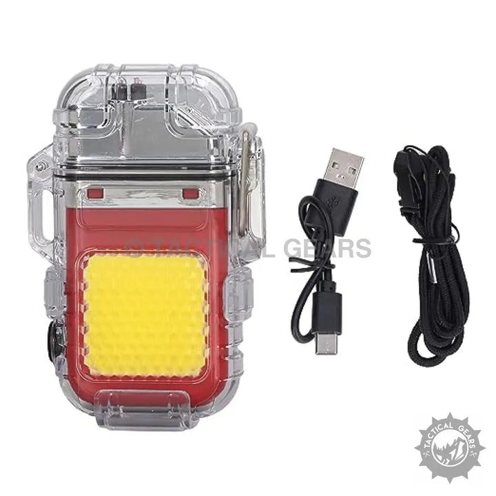 Red and clear waterproof dual arc lighter with COB light and yellow LED panel in Pakistan