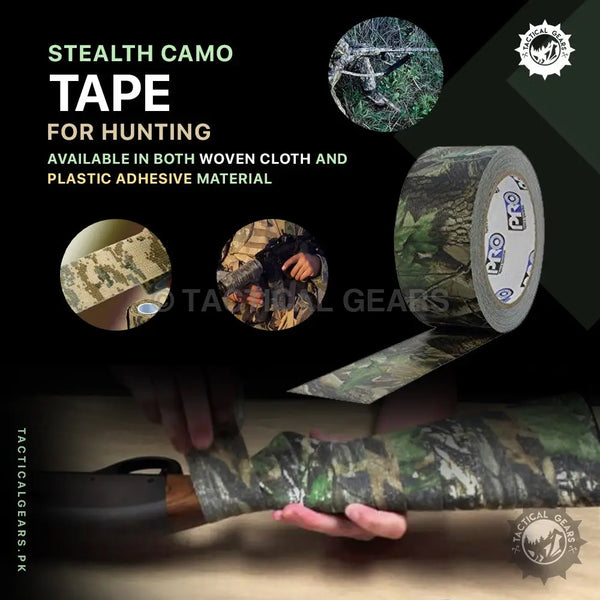 Stealth Camo-Tape for hunting, made from woven cloth and plastic adhesive camo tape