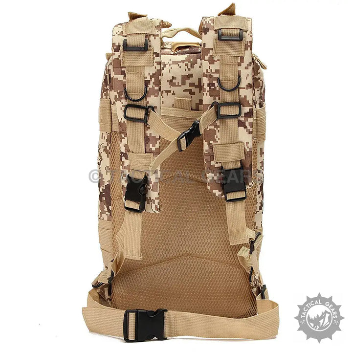 Desert digital camouflage TacGear 30L Backpack with mesh straps and durable nylon in beautiful colors Oxford