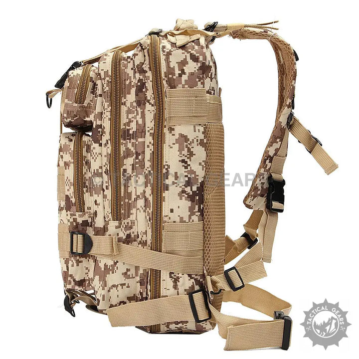 Desert digital camouflage TacGear 30L backpack with mesh straps, durable nylon, beautiful colors Oxford