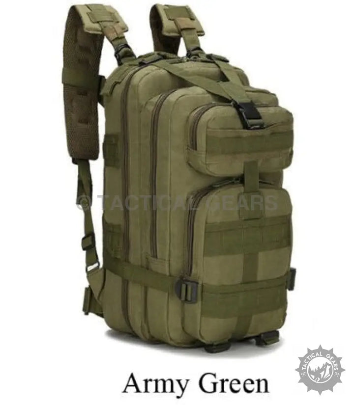 Olive green TacGear 30L Backpack with mesh straps, durable nylon, and beautiful oxford colors
