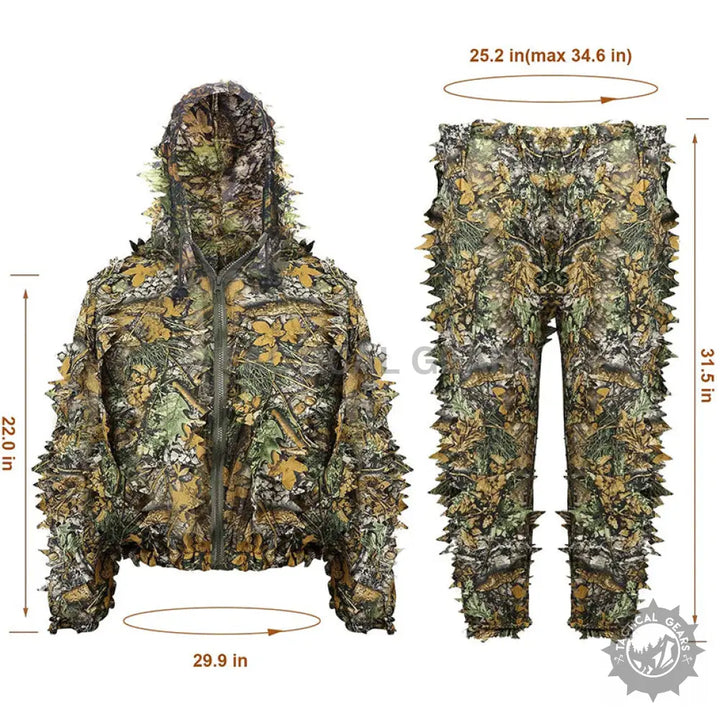 Camouflage Leafy Hooded Jungle Outfit with realistic 3D leaf patterns and easy fit