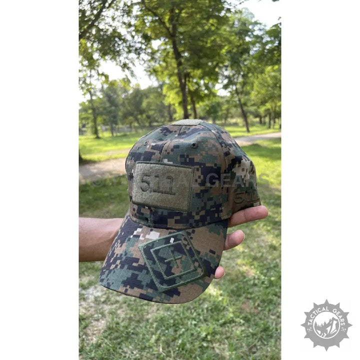 Digital camouflage tactical baseball cap with 511 patch and cross patch for outdoor use