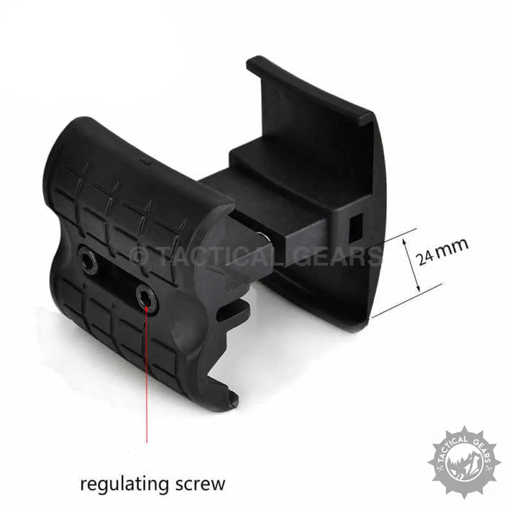 Black polymer tactical foregrip with adjustable mount for AK47 magazine coupler