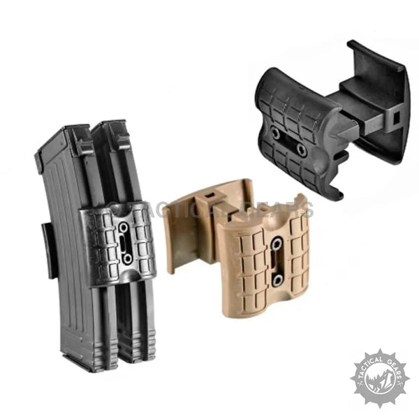 Black and tan Modular Magazine Couplers for AK47 Magazines for seamless magazine linking