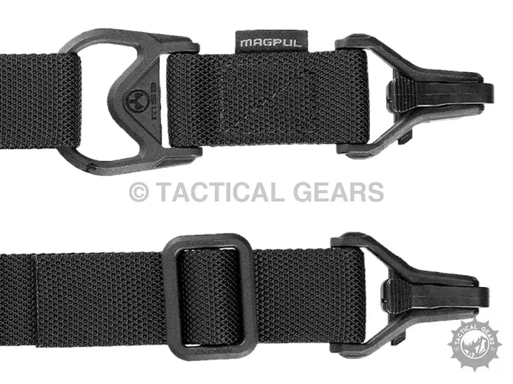 Black tactical MS3 sling with two-point attachment and extreme resistance for versatile use