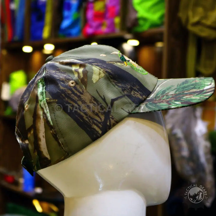Camo hunting cap with green duck logo, Faroo Hunting Cap for outdoor enthusiasts