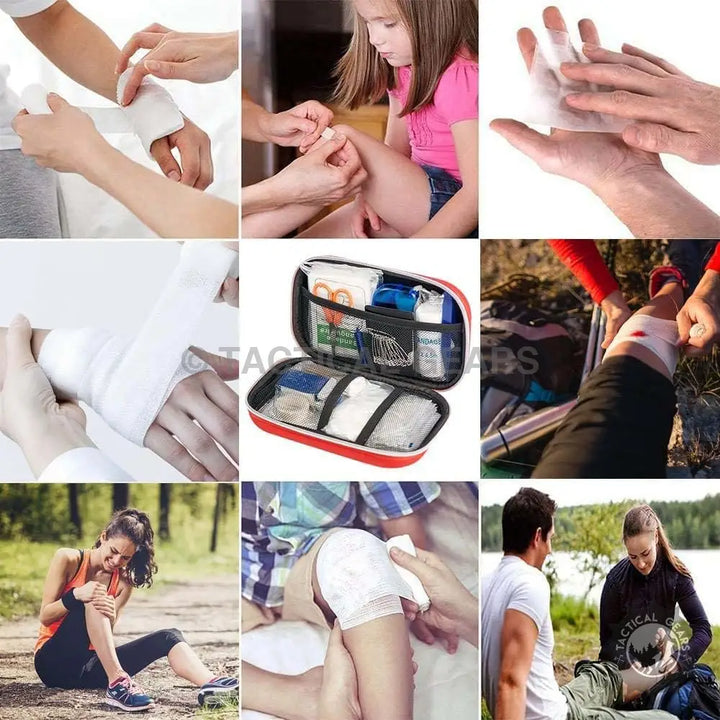 Compact First Aid Kit with various medical supplies for emergency preparedness