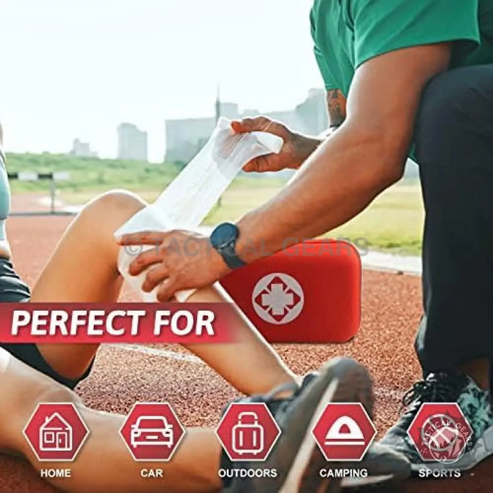 Red First Aid Kit with White Cross Symbol for Emergency Medical Supplies