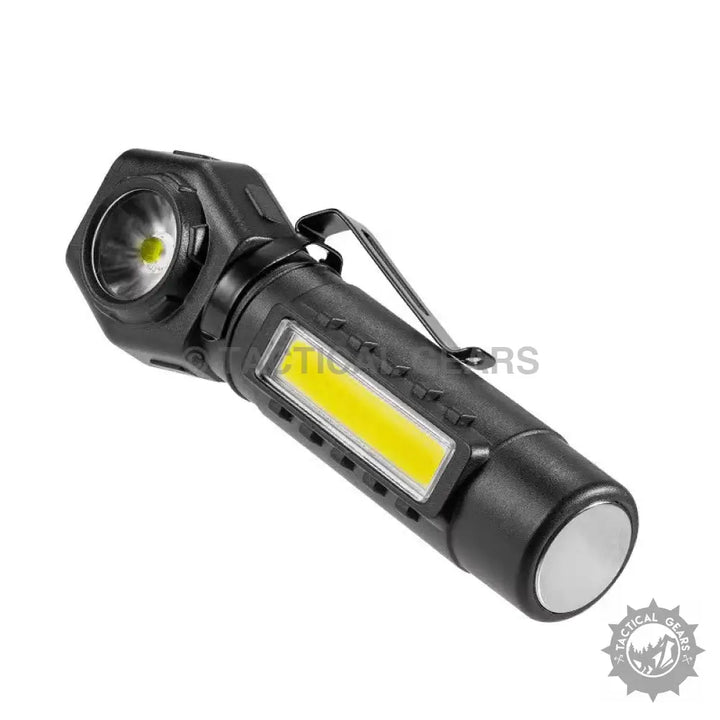 Black KX-212 Rechargeable LED flashlight with side COB light pocket clip and magnetic base