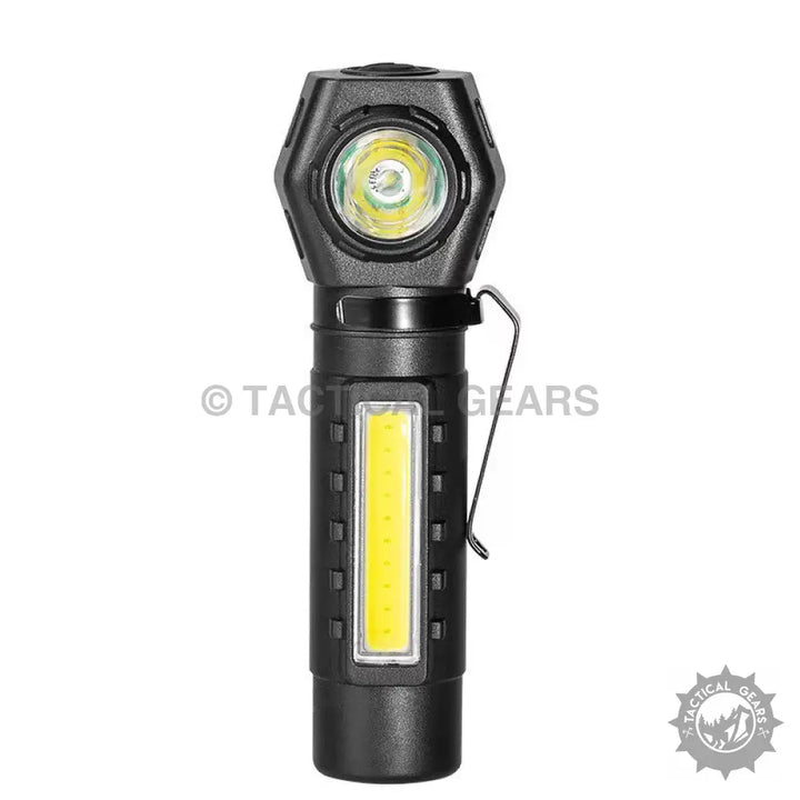 Black KX-212 rechargeable LED flashlight with hex head side COB light and pocket clip