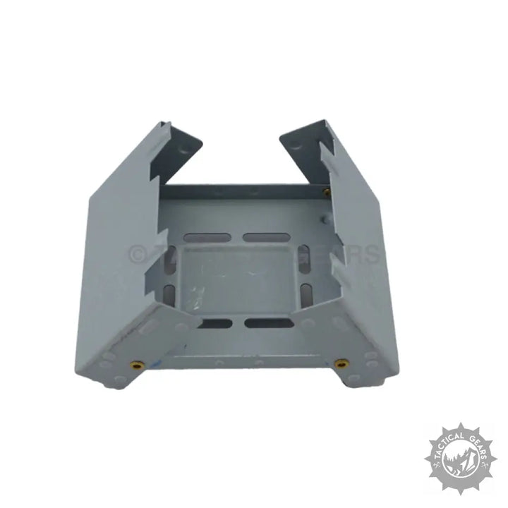 Compact collapsible metal camping stove with fuel tab for easy outdoor cooking