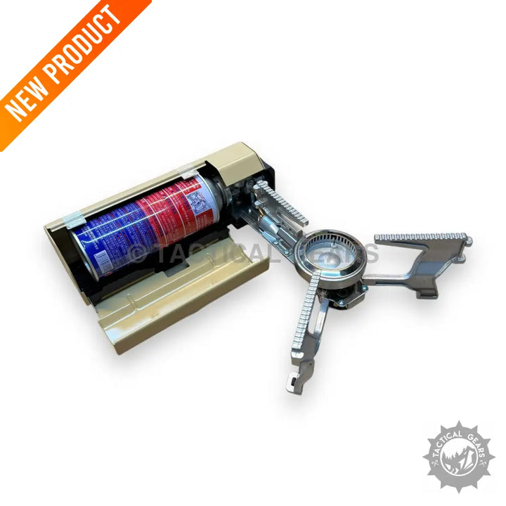 Folding Portable Camping Stove with Integrated Fuel Canister for Outdoor Cooking