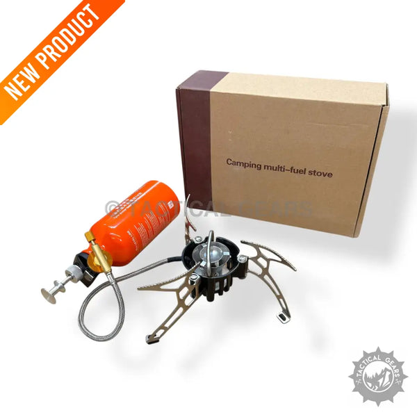 Folding Portable Camping Stove with Multi-Fuel Burner and Fuel Bottle for Outdoor Cooking