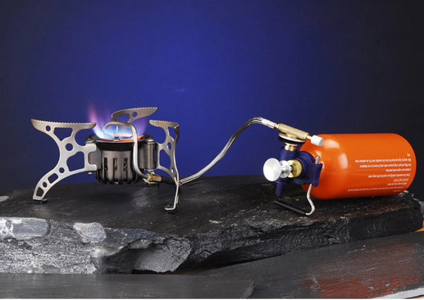 Folding Portable Camping Stove with separate fuel canister for outdoor cooking
