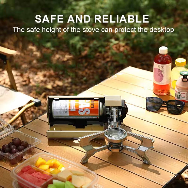 Folding Portable Camping Stove with Gas Canister for Outdoor Cooking and Adventure