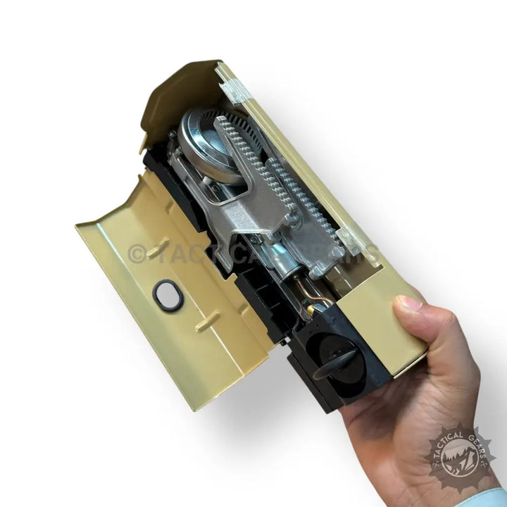 Folding Portable Camping Stove with retractable burner held in hand for easy travel