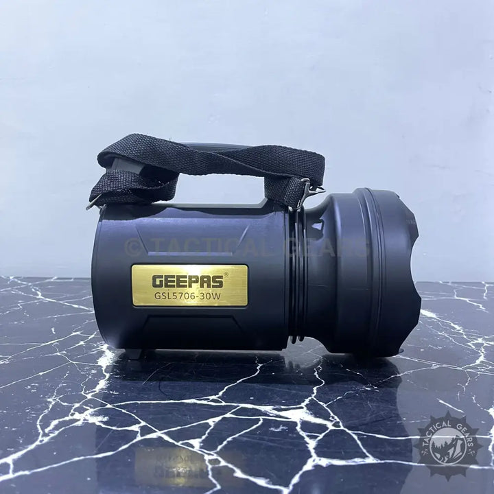 Black Geepas GSL5706-30W LED Search Light with handle and shoulder strap for outdoor activities security