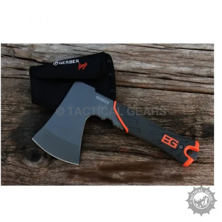 Gerber Bear Grylls Survival Hatchet with black orange handle stainless blade