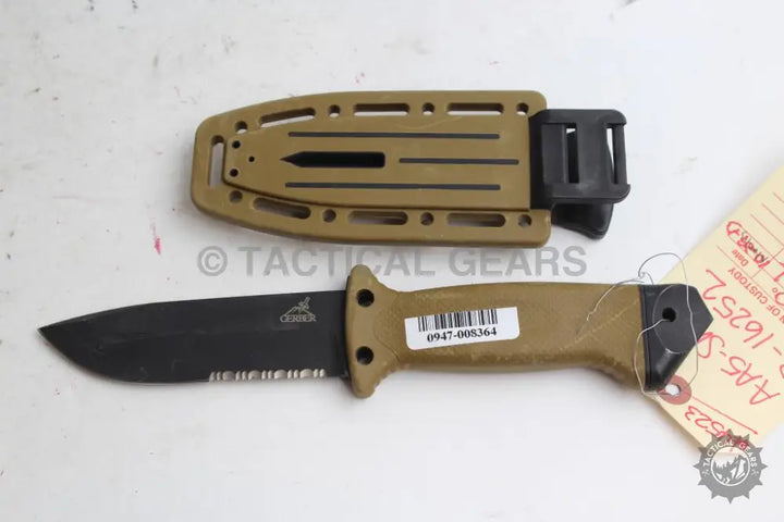 Gerber Survival Knife Infantry II with black blade tan handle and matching sheath