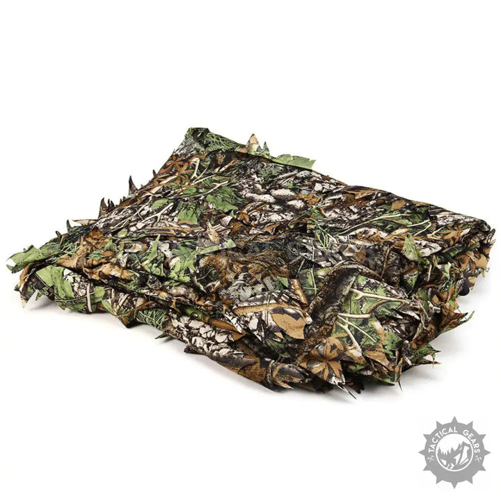 Folded camo leaf suit with leaf-like pattern for camouflage and outdoor activities