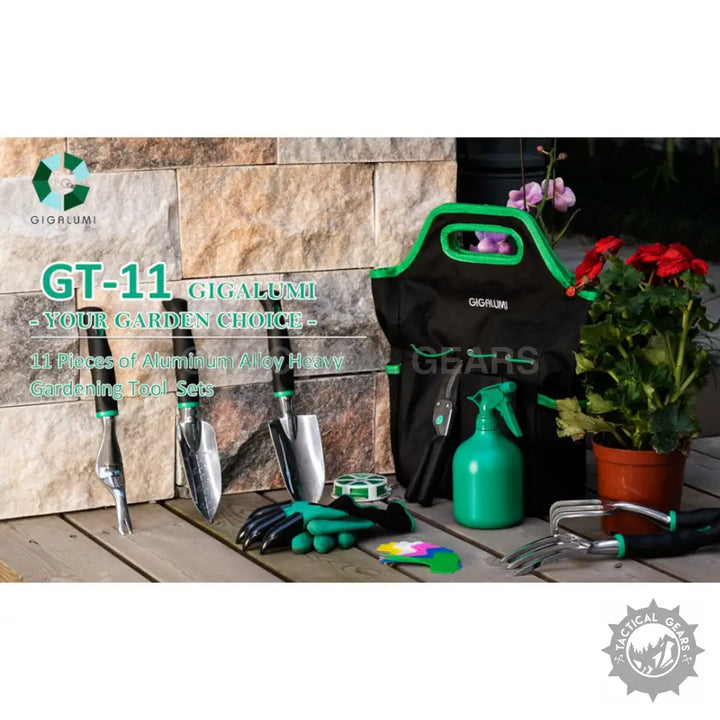 Aluminum gardening tools set with carrying bag gloves and spray bottle for outdoor gardening