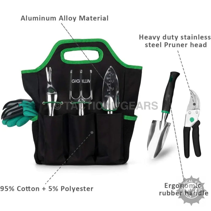 GIGALUMI Aluminum Gardening Tool Set 20 Pcs with tote bag and gloves for gardening