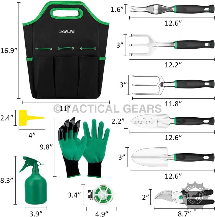 Gardening tool set with tote bag and accessories for versatile gardening tools