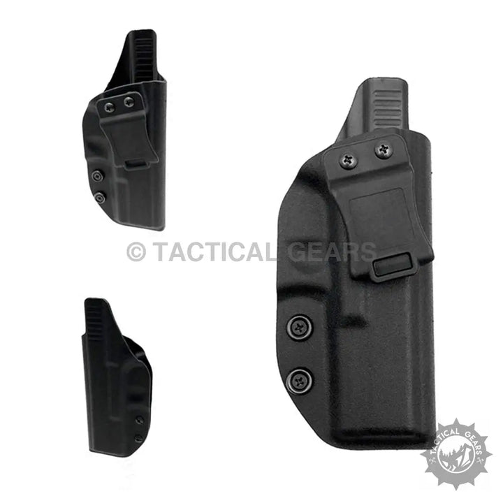 Black Kydex Glock belt holster with belt clips for concealed carry comfort