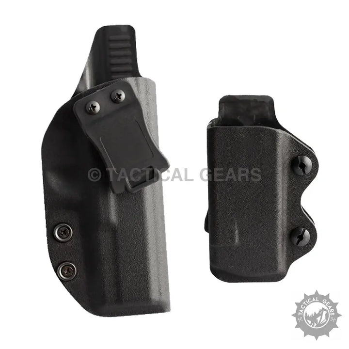Black Kydex Glock belt holster with matching magazine carrier for concealed carry