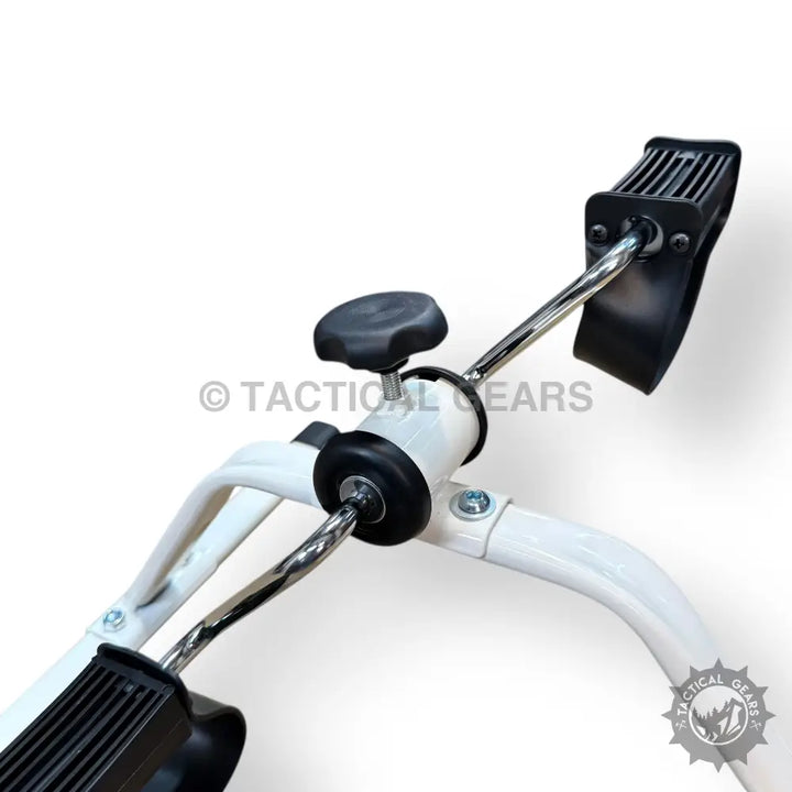 White portable pedal exerciser with black pedals for easy pedal exerciser workouts