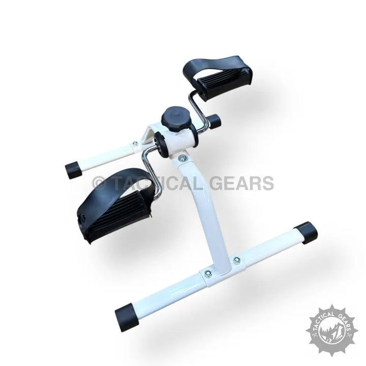 Portable white and black pedal exerciser with adjustable resistance for easy pedal exerciser workouts