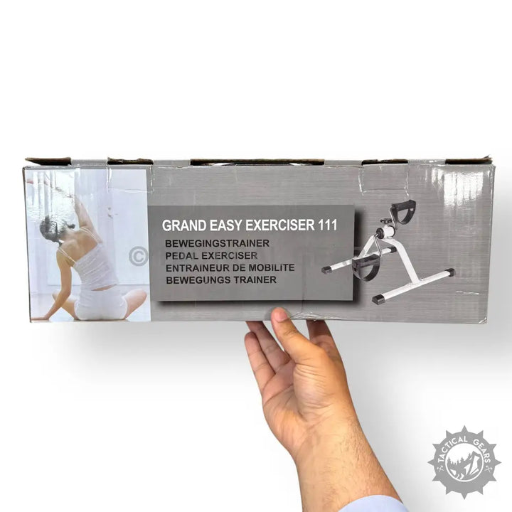Box for Grand Easy Exerciser 111 pedal exerciser with woman stretching and device image