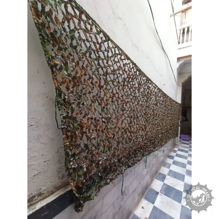 Camouflage netting for outdoor concealment on 5 x 15 foot ground blind