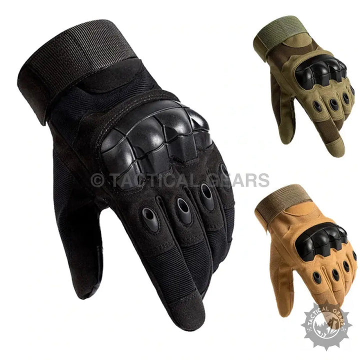 Tactical Protective Gloves with hard knuckle protection, reinforced fingers, and nylon loop