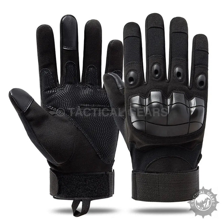 Tactical Protective Gloves with reinforced knuckles, touchscreen fingertips, and nylon loop