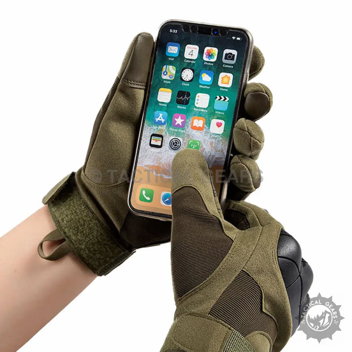 Tactical Protective Gloves with touchscreen-compatible nylon loop for enhanced safety