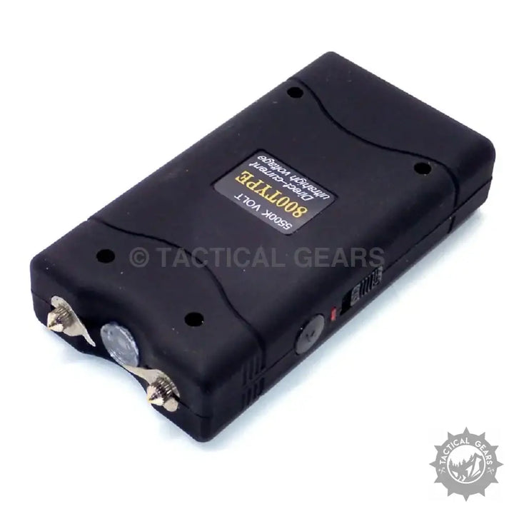 Heavy Duty Stun Gun TW-800 with black stun gun and two pointed electrodes for self-defense