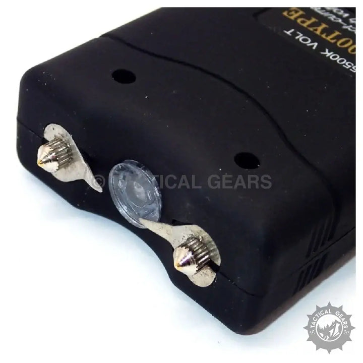 Heavy Duty Stun Gun TW-800 with metallic prongs and built-in flashlight for self-defense