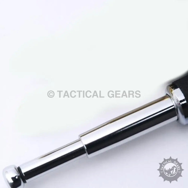 Shiny telescoping heavy metal defence tactical tool with black handle for self-defence