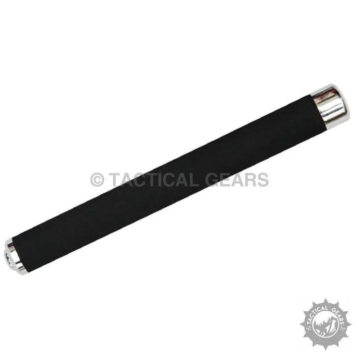 Black telescopic baton with silver caps, a durable defence tactical tool for self-defence