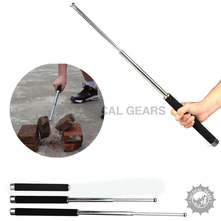 Expandable metal baton with black grip for Self Defence Tactical Tool, a heavy metal defence tactical tool
