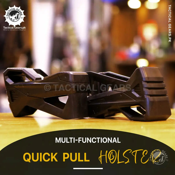 Black multi-functional quick pull holster with high capacity for fast access and convenience