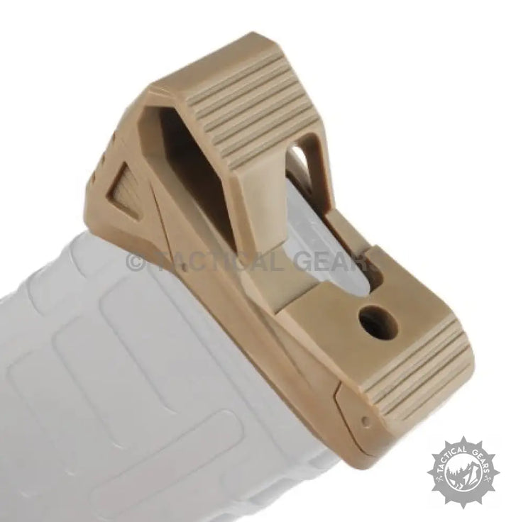 Tan polymer hand stop with textured surface for quick pull holster and high capacity use