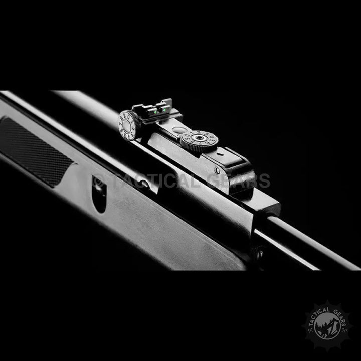 Black Artemis SR1000S PCP Airgun with adjustable rear sight for safety and force control