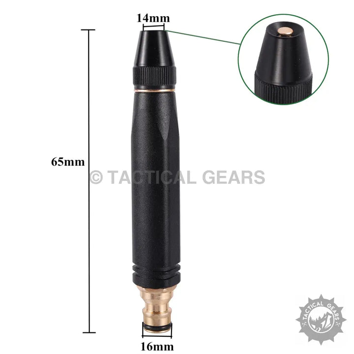 Black compact high pressure water nozzle with brass hose connector for hose pipe