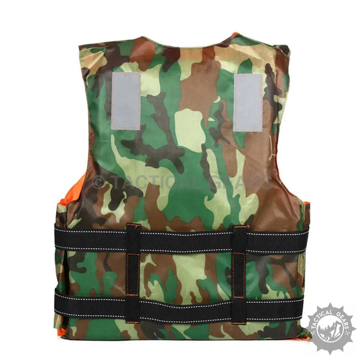 High quality camouflage life jacket with reflective patches and adjustable straps